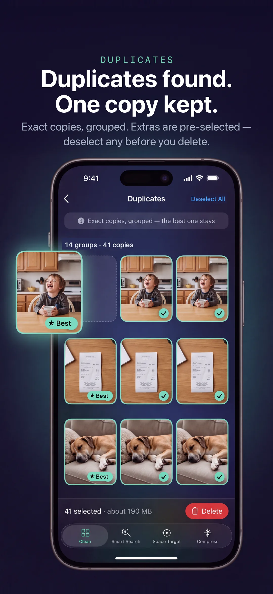 App Store screenshot. Duplicates found. One copy kept.
